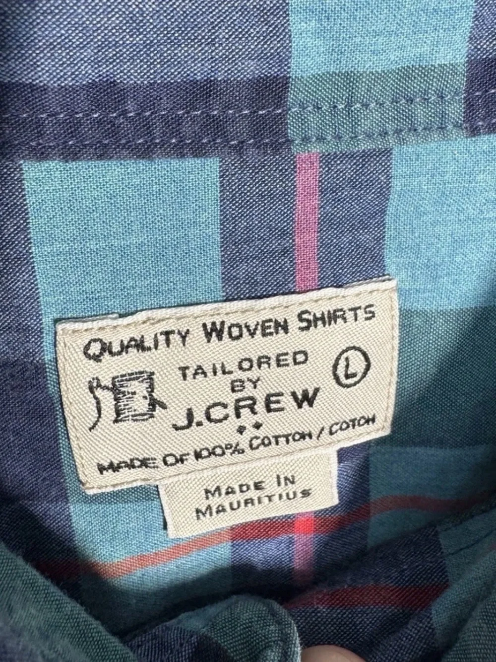 J. Crew Plaid Button-Down Shirt in Navy, Teal and Burgundy